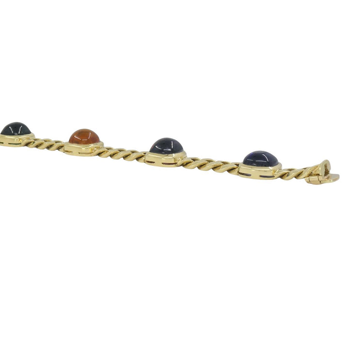 Vintage Bvlgari 18k Gold Curblink Sugarloaf Gemstones Bulgari Bracelet