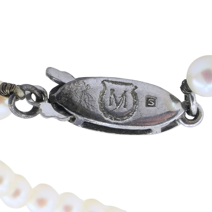 Vintage Mikimoto Akoya Pearl Graduated Necklace with Silver Clasp