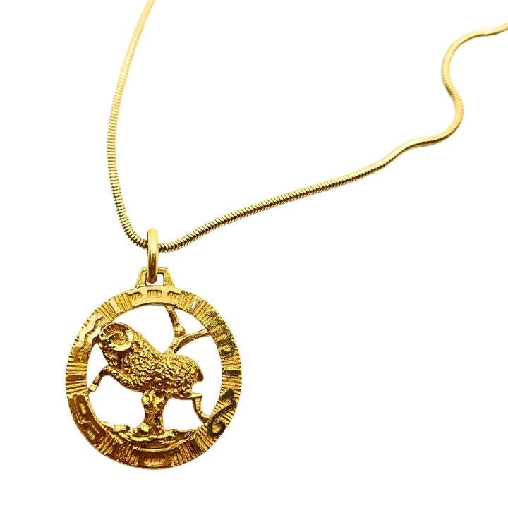 Aries Pendant Gold 18k Zodiac Jewelry 14k Necklace