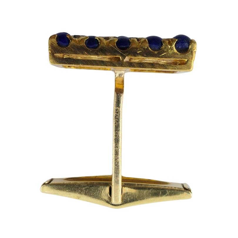 Vintage Cartier NY Gold Lapis Lazuli Diamond Cuff Link Set