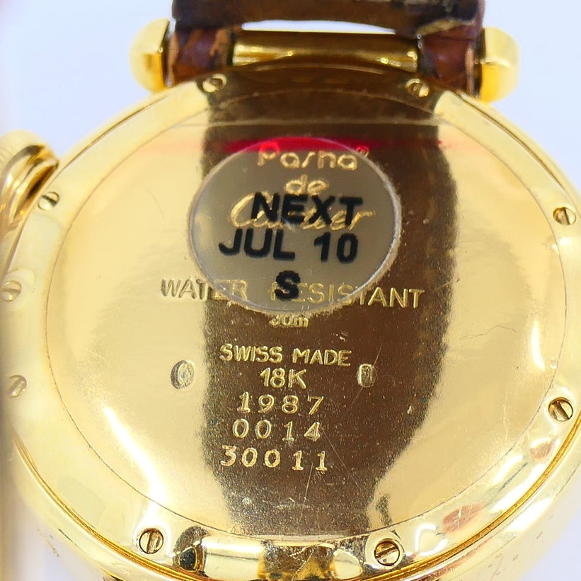 Cartier Pasha Alarm Moonphase Wristwatch 18k Gold c. 1987