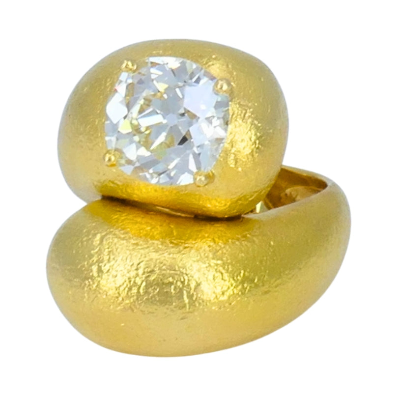 Old European Cut Diamond Ring Gold Bypass Cocktail Ring