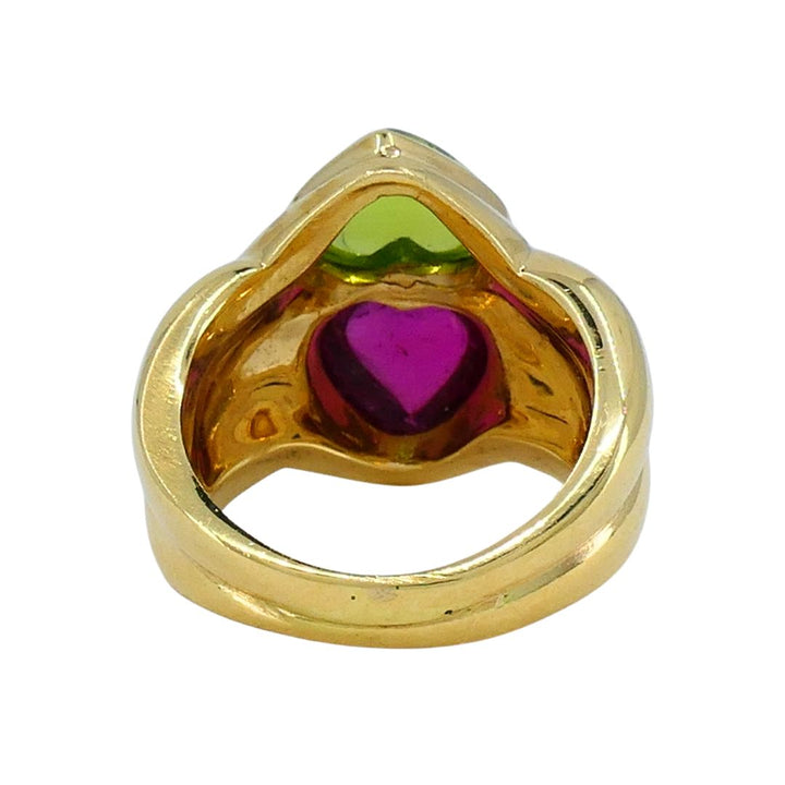 Vintage Bvlgari Cuore 18k Gold Gemstone Heart Ring