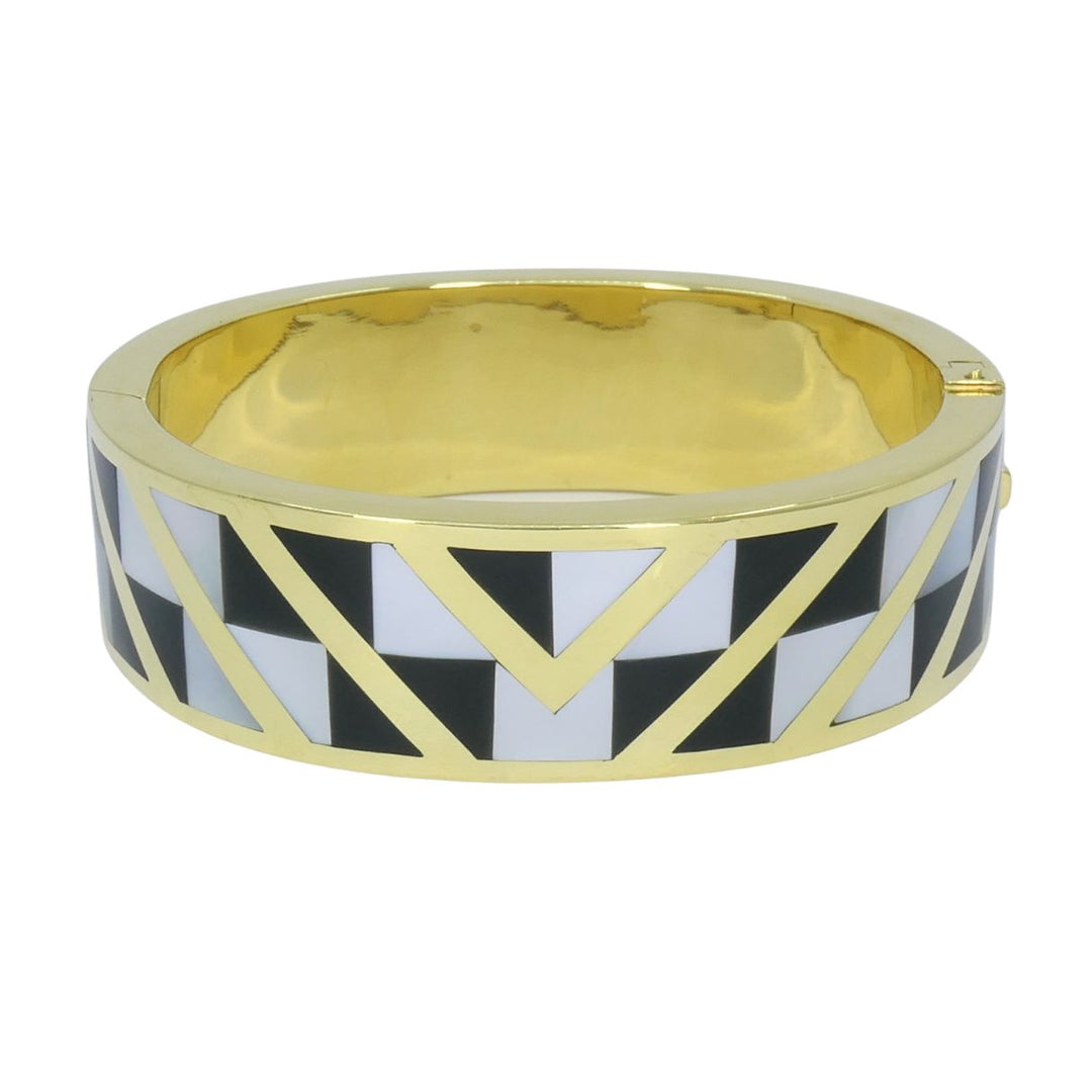 Angela Cummings Tiffany & Co. 1986 18k Gold Onyx Mother of Pearl Inlay Bracelet