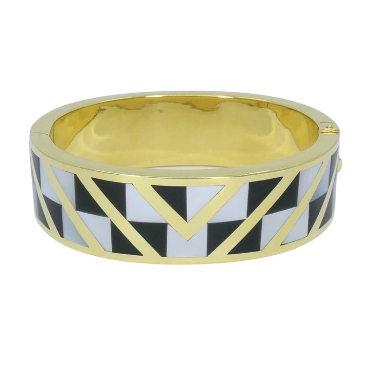Angela Cummings Tiffany & Co. 1986 18k Gold Onyx Mother of Pearl Inlay Bracelet