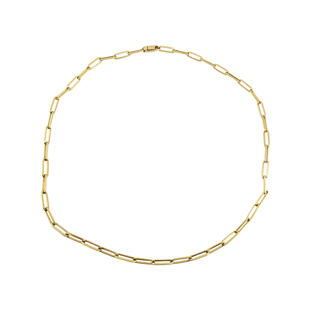 18k Gold Paperclip Chain Necklace, Italy