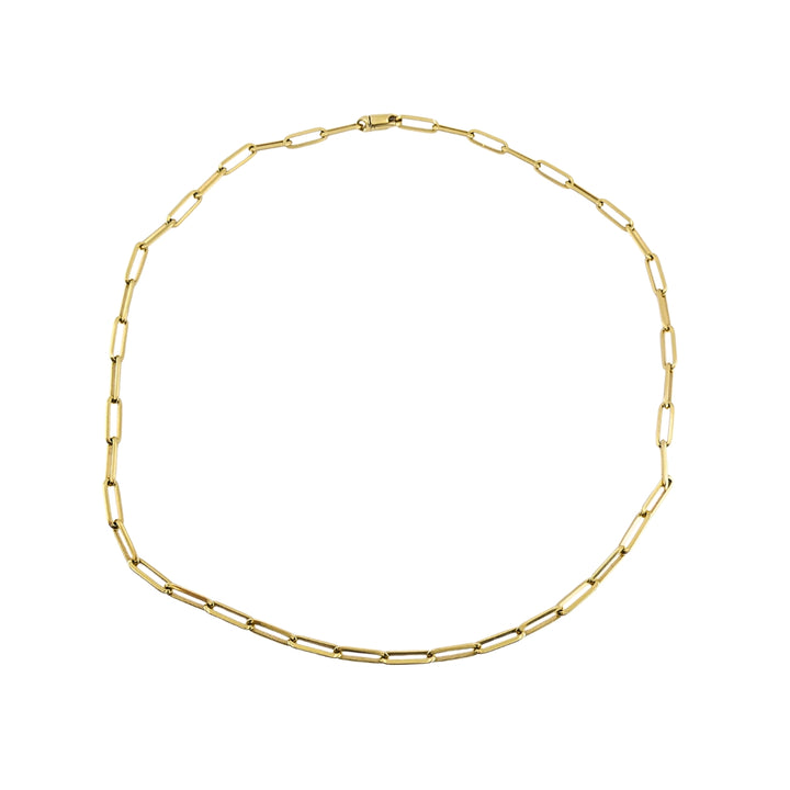 18k Gold Paperclip Chain Necklace, Italy