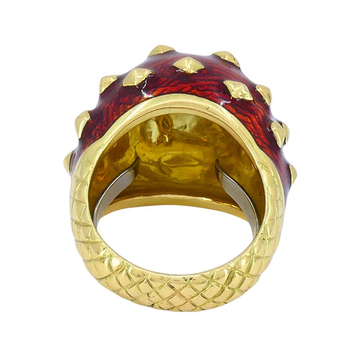 Vintage David Webb 18k Gold Enamel Dome Cocktail Ring