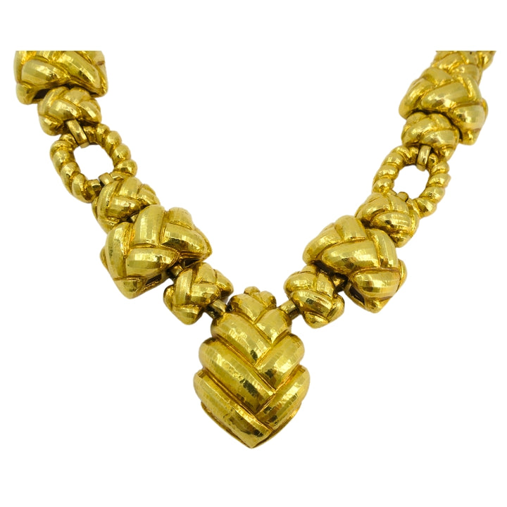 Vintage David Webb 18k Hammered Gold Necklace