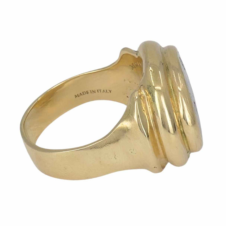 Vintage Bvlgari 18k Gold Ancient Silver Magna Grecia Centaur Bulgari Ring