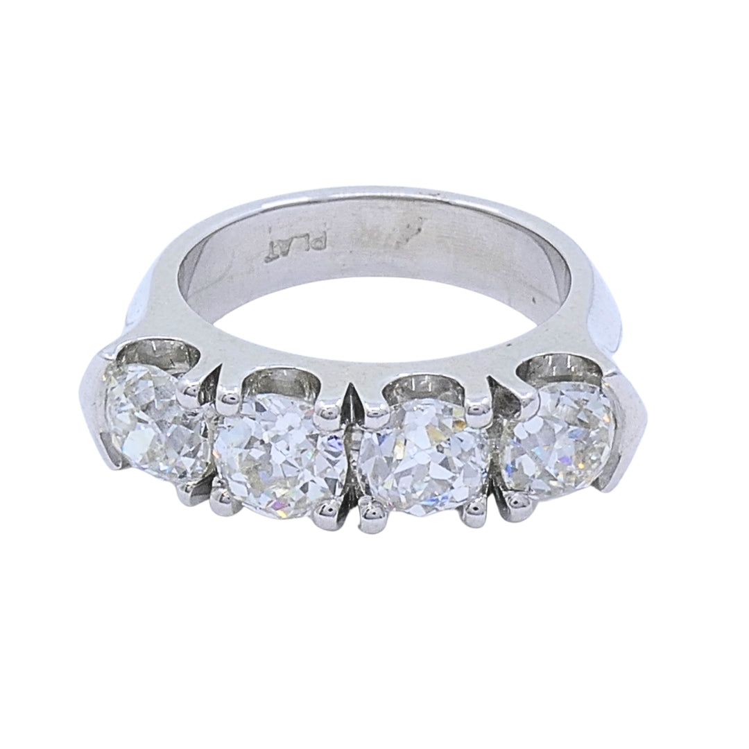 Mid-Century Platinum Four-Stone Diamond Ring