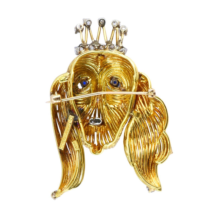 Vintage Tiffany & Co. 18k Gold Sapphire and Diamond Dog Brooch