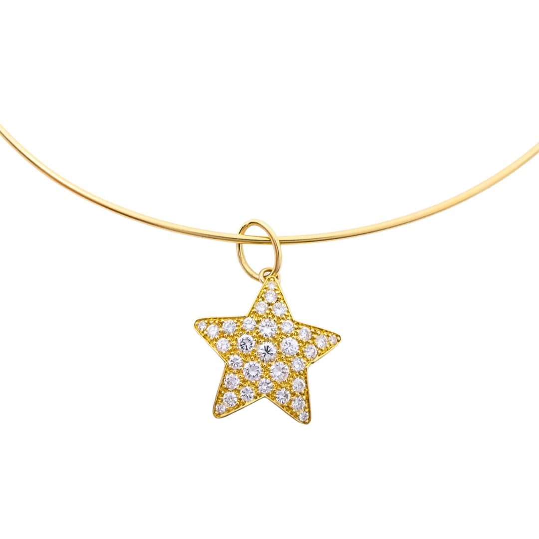14k Gold Diamond Star Pendant 10k Gold Choker Necklace