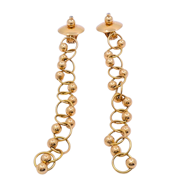 Aletto Brothers 18k Rose Gold Diamond Long Dangle Clip-On Earrings