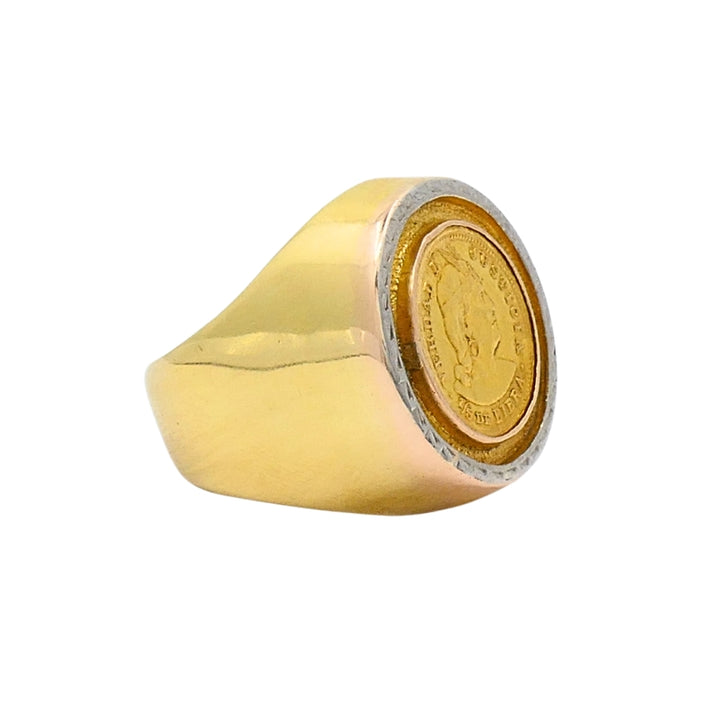 Vintage 18k Gold "Verdad I Justicia" Coin Ring