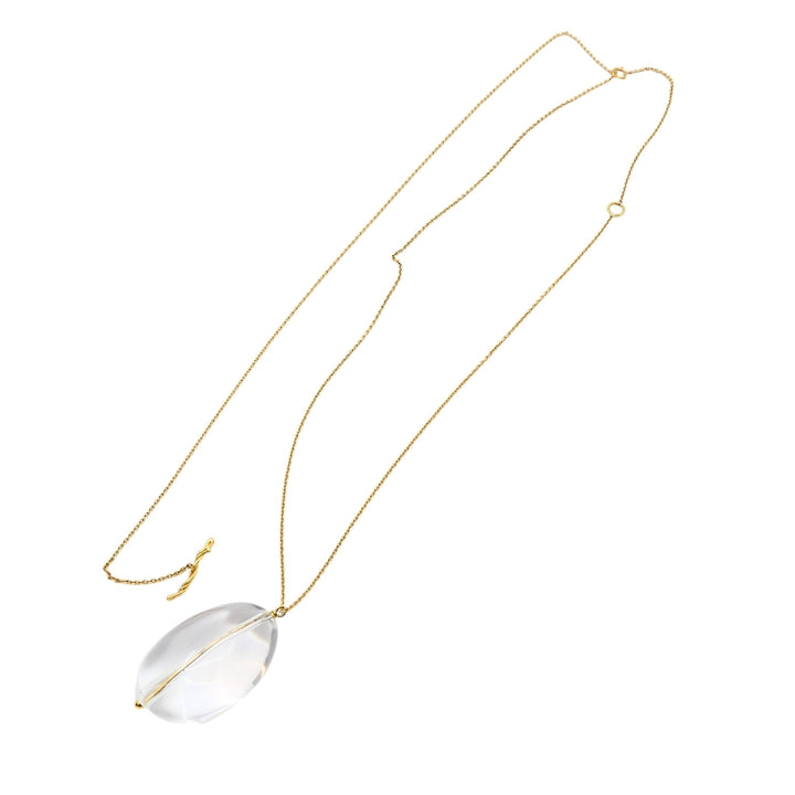 Crystal Rock Pendant 18k Gold Chain Necklace