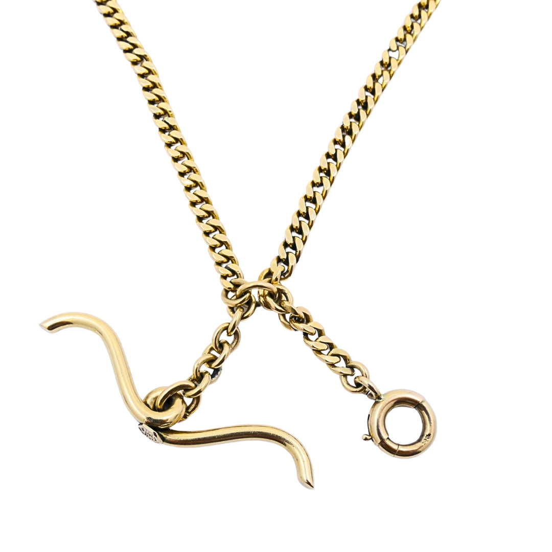 Antique 14k Gold Curb Link Necklace with Hook Clasp, Dated 1918