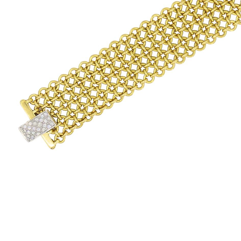 Vintage 18k Gold Two Tone Diamond Bracelet