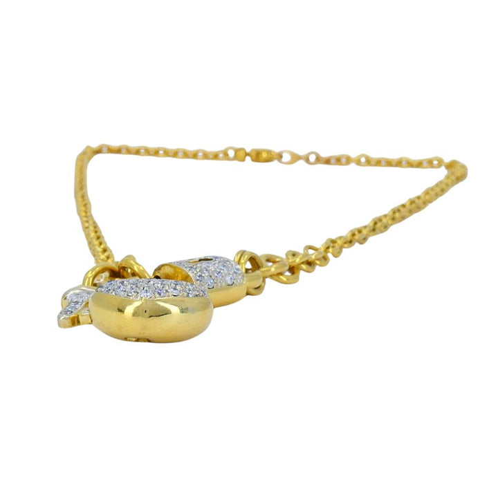 Vintage 18k Gold Diamond Heart Lock Key Pendant Necklace