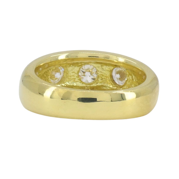 Vintage 18k Yellow Gold Three Stone Diamond Gypsy Ring