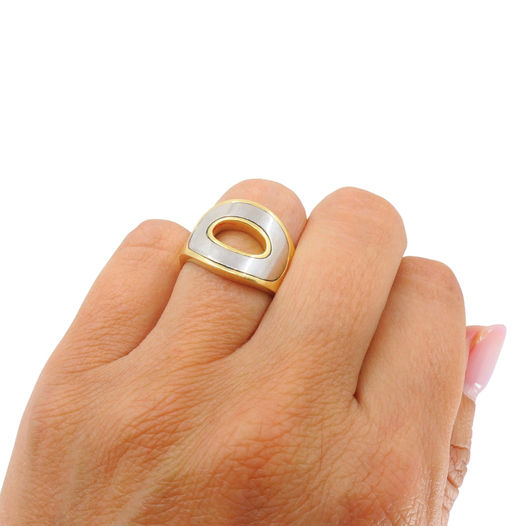 Vintage HERMÈS Silverium 18k Gold Sculptural Open-Cuff Ring, 1970s