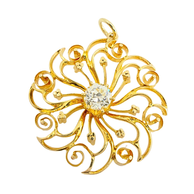 14k Diamond Pendant 18k Openwork Filigree Chain Necklace