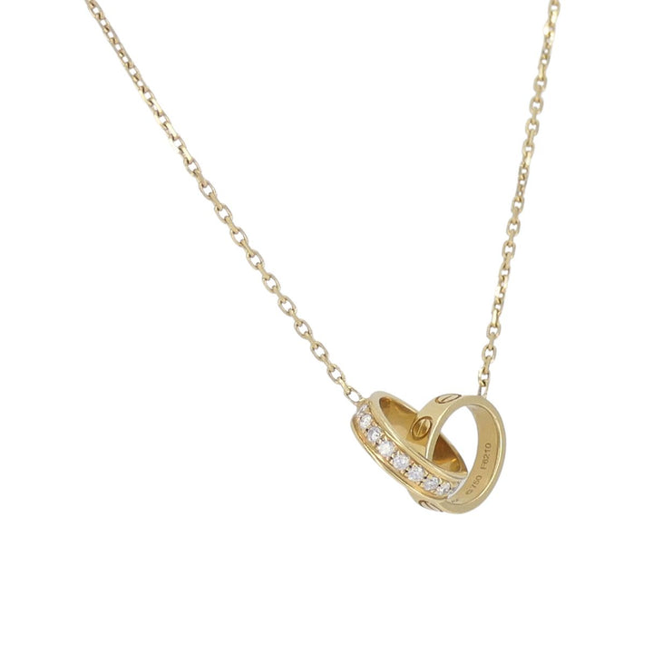 Cartier LOVE Interlocking 18k Gold Diamond Pendant Necklace