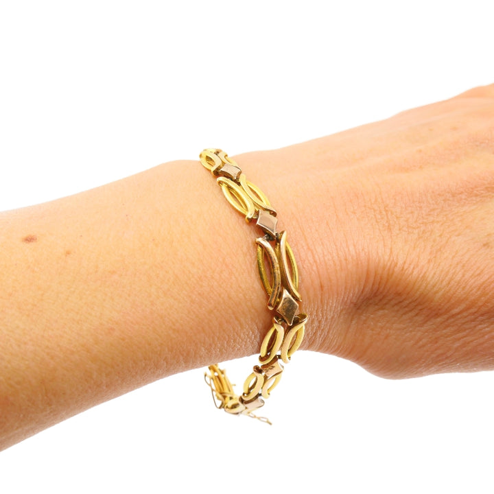 Vintage Two-Tone 14k Gold Link Bracelet