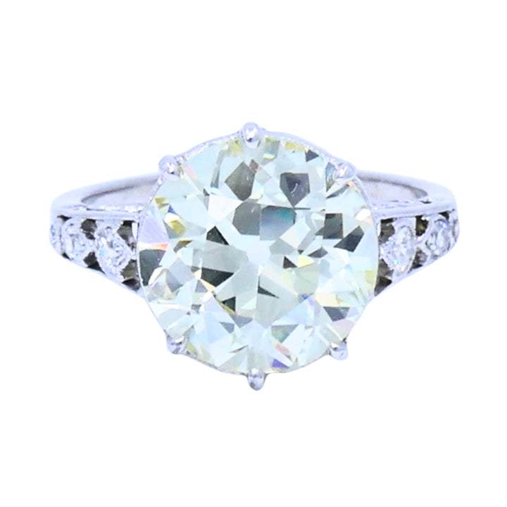 Art Deco Engagement Ring Old European Cut Diamond Platinum Ring Solitaire