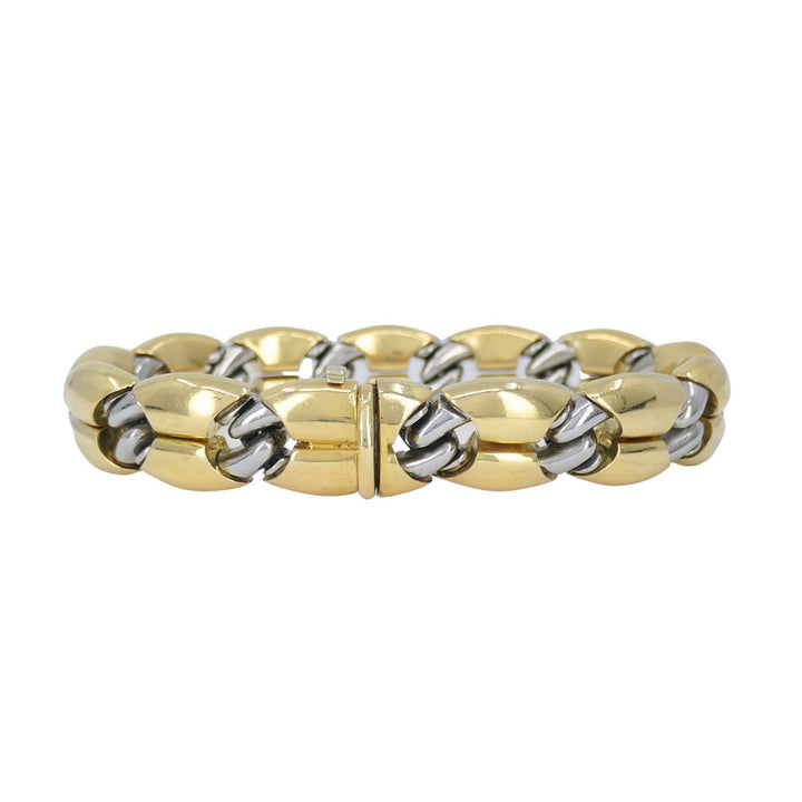 Vintage Bvlgari 18k Gold Steel Link Bracelet