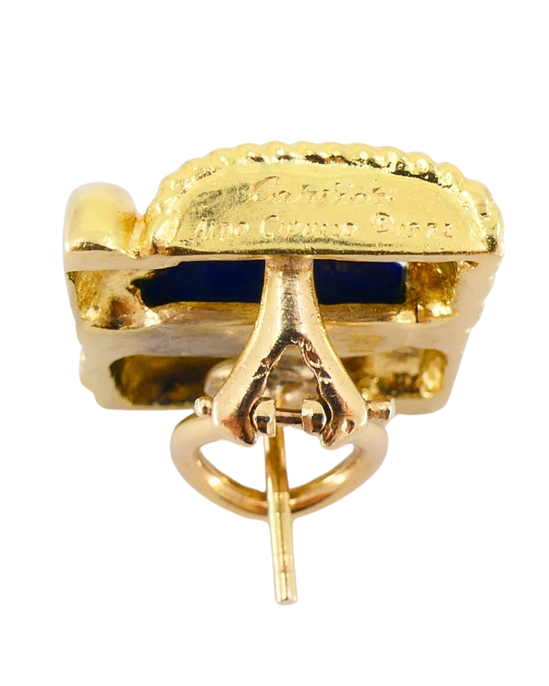 Vintage Aldo Cipullo for Cartier 18k Gold Earrings Lapis Lazuli