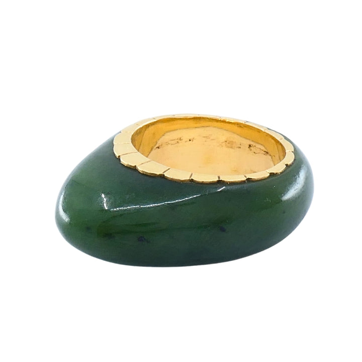 Vintage Ring 14k Gold Dome Jade Ring