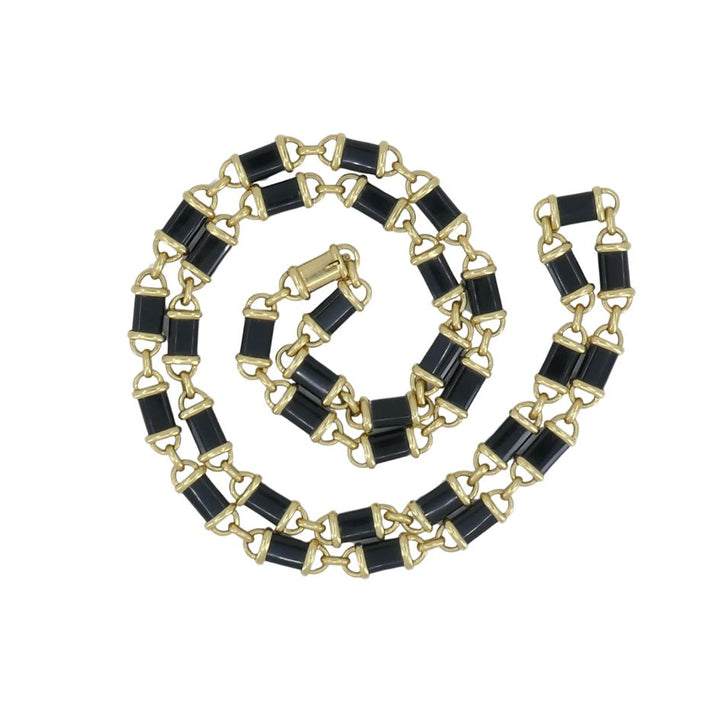 Van Cleef & Arpels 18k Gold Onyx Chain Link Necklace