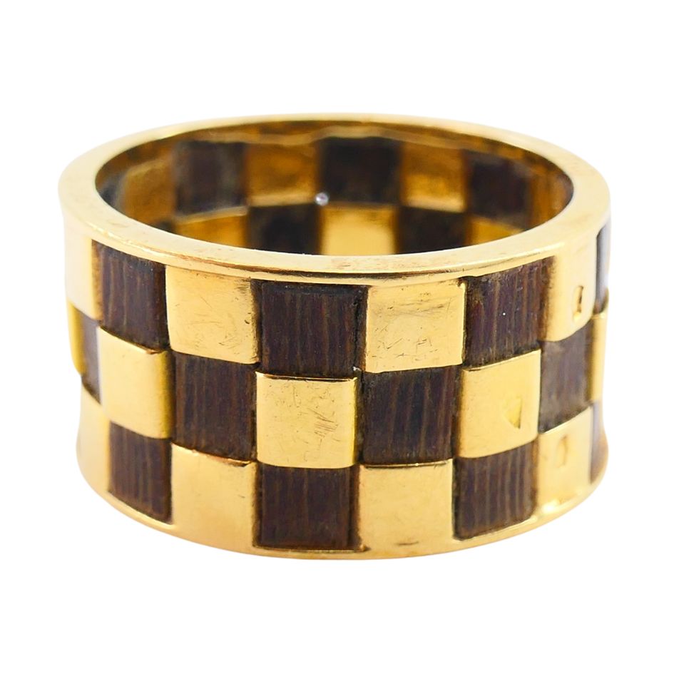 Vintage Van Cleef & Arpels 18k Gold Wooden Band Ring 5.5