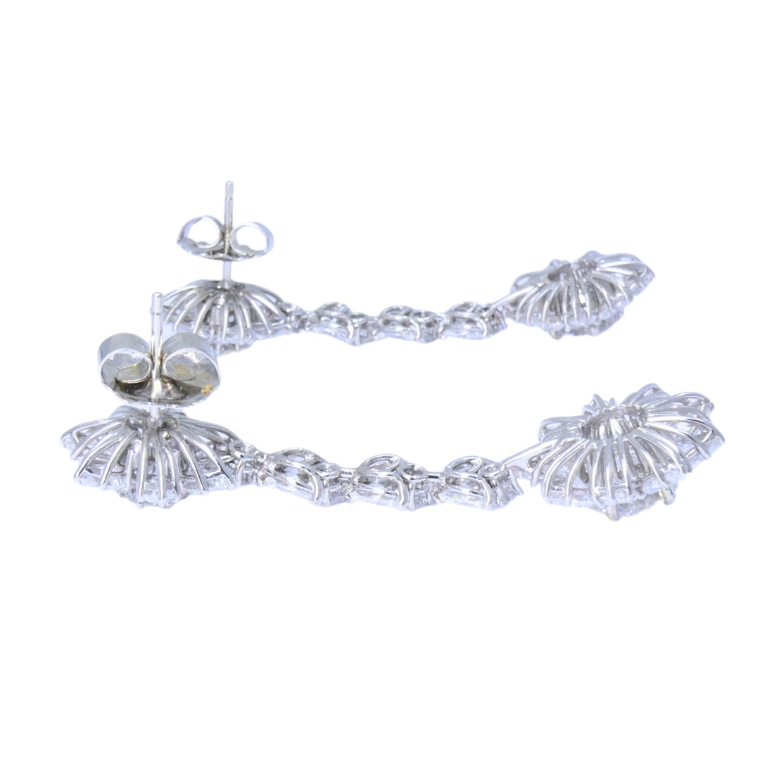 Platinum Diamond Earrings Cluster Dangle Earrings