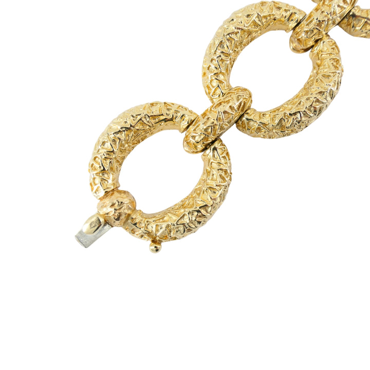 Vintage 14k Textured Gold Link Bracelet Estate Jewelry