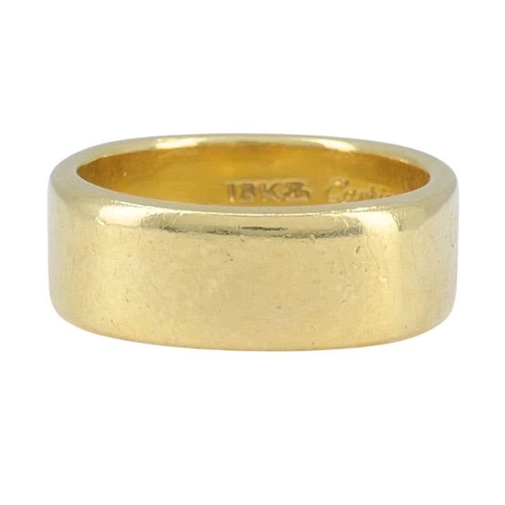 Vintage Cartier 18k Yellow Gold Wide Band Ring with Engraved Monogram