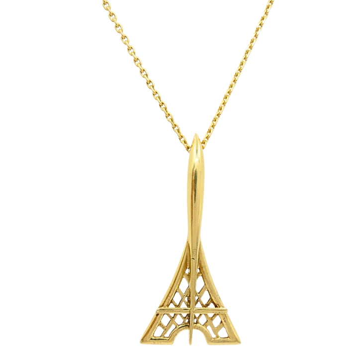 Fred Paris 18k Gold Eiffel Tower Pendant Necklace