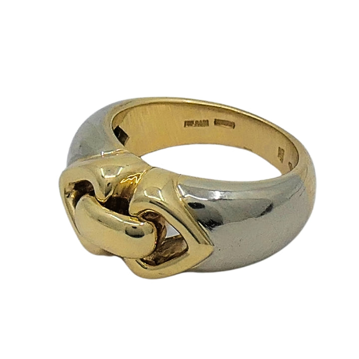 Bulgari 18k Two-Tone Gold Doppio Double Heart Ring