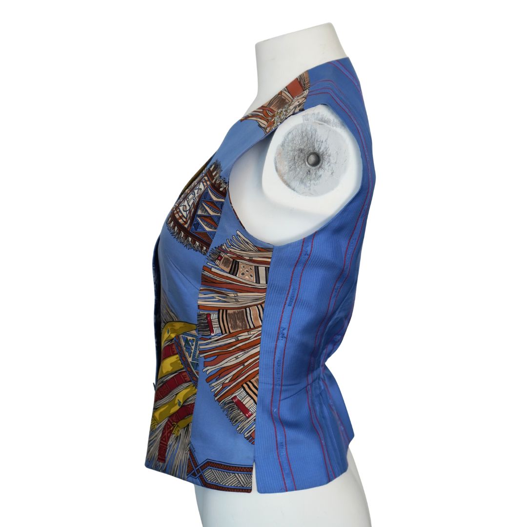 Hermès Blue Silk Buttoned Vest