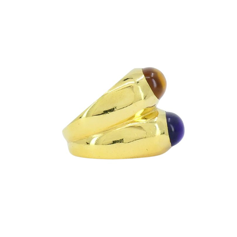 Vintage Bulgari Doppio 18k Gold Amethyst Citrine Ring