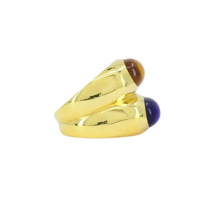 Vintage Bulgari Doppio 18k Gold Amethyst Citrine Ring