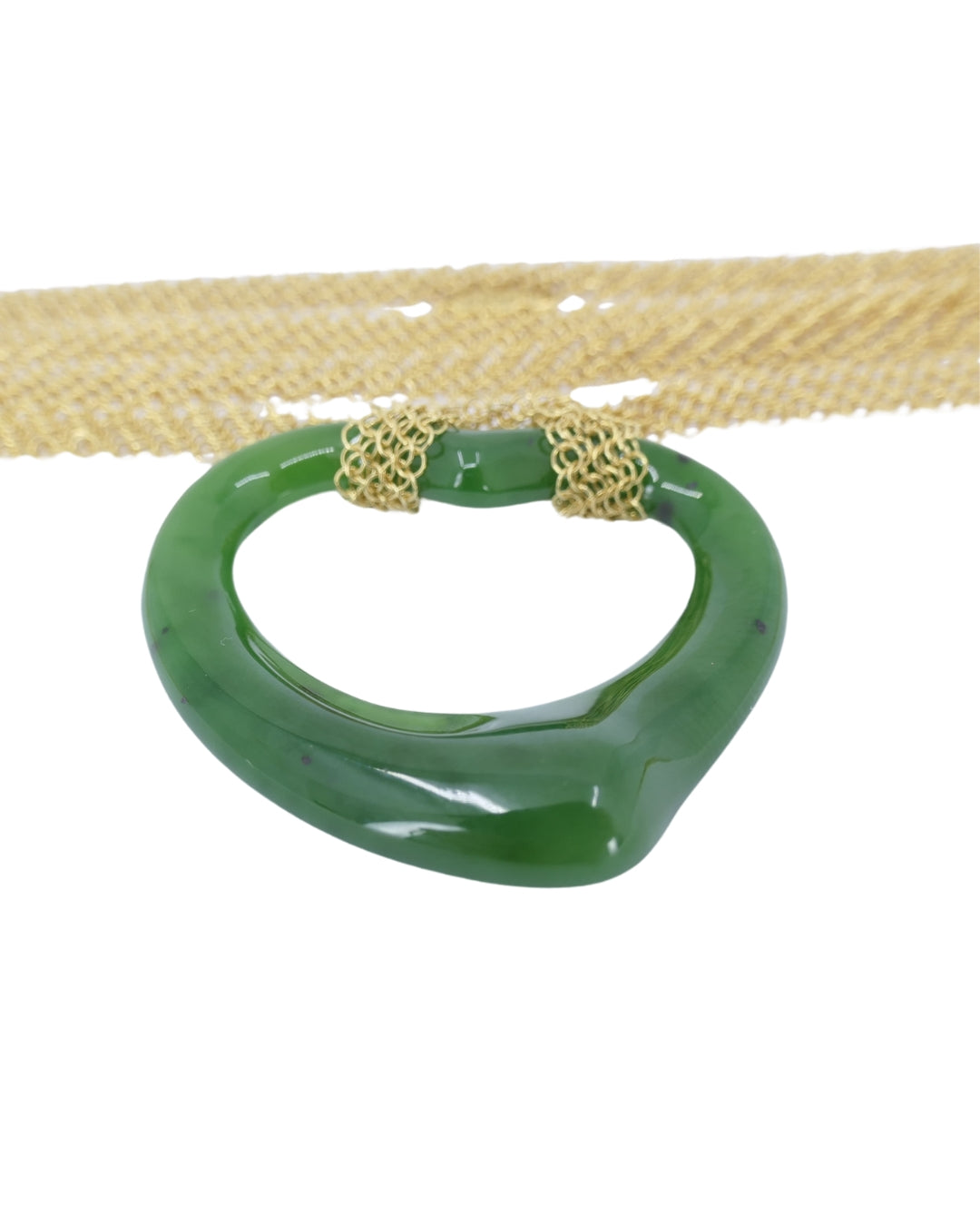 Elsa Peretti for Tiffany & Co. 18k Gold Jade Open Heart Mesh Necklace