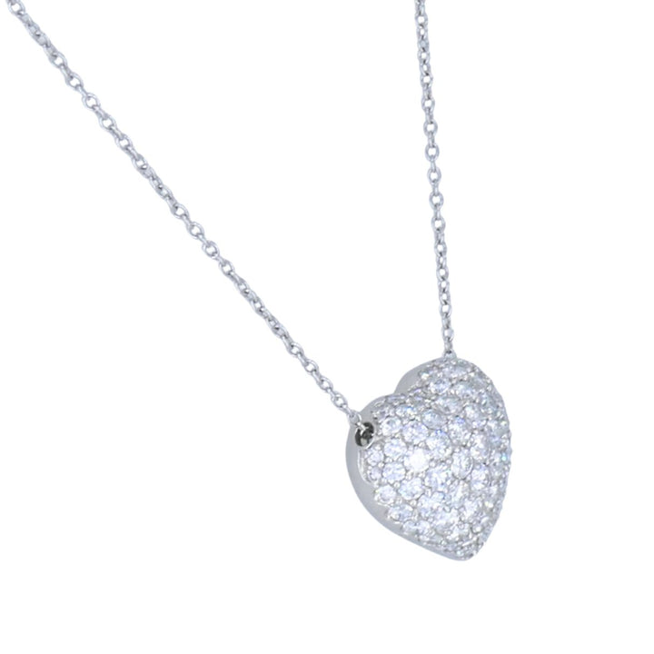 Cartier Pave Diamond Platinum Heart Pendant Necklace