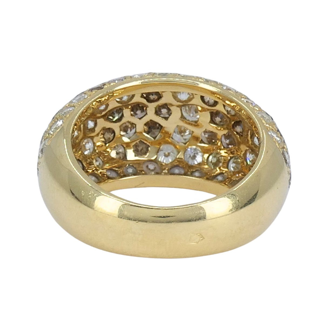Vintage Cartier Sauvage 18k Gold White Brown Pavé Diamond Dome Ring
