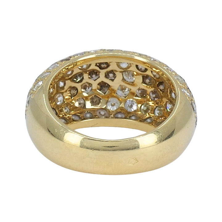 Vintage Cartier Sauvage 18k Gold White Brown Pavé Diamond Dome Ring