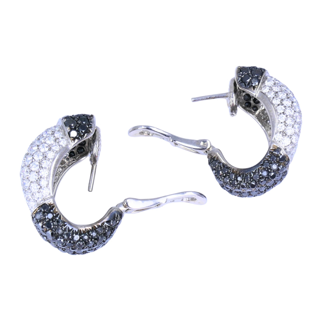 De Grisogono Earrings 18k White Gold Black Diamond Hoop Earrings