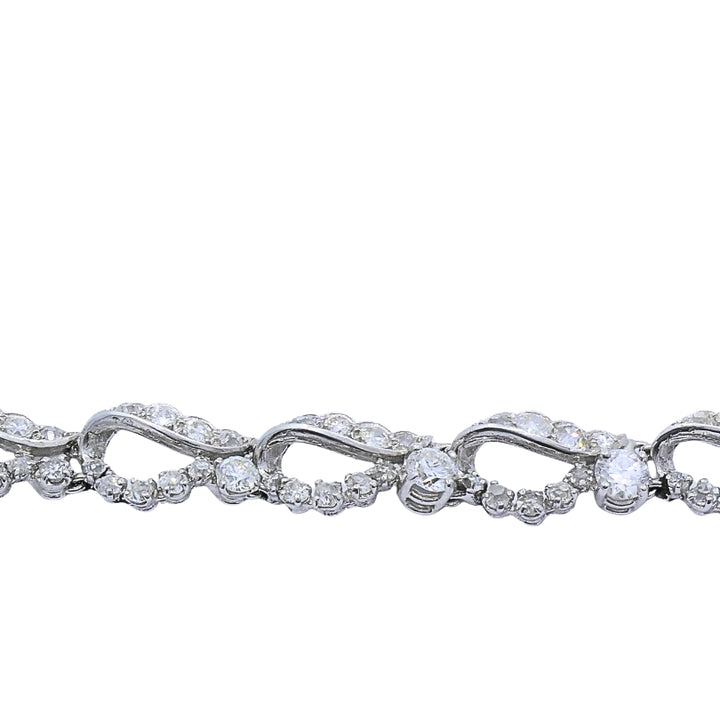 French Platinum Diamond Openwork Diamond Bracelet, 1960s