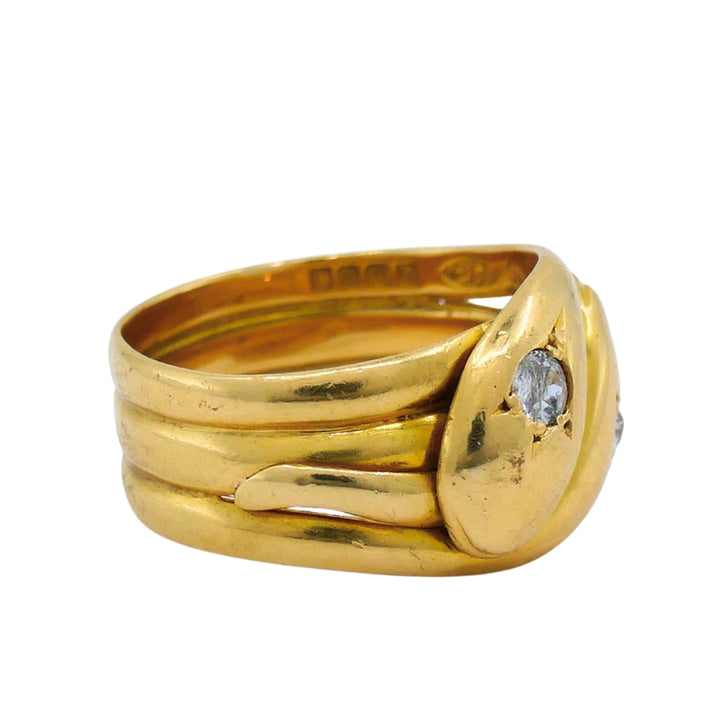 Victorian Double-Headed Snake Ring 18k Gold Diamond