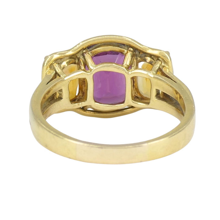 Verdura 18k Gold Rubellite and Madeira Citrine Three Stone Ring